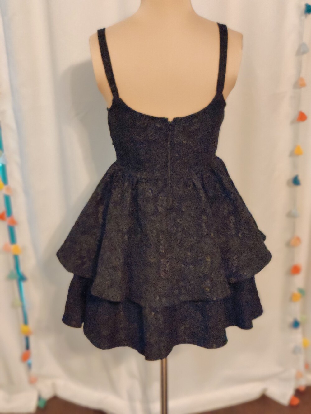 Trixxi modern Whimsygoth Flouncy Burlesque Lace Ribbon dark Romance Mini Dress S - Picture 5 of 11